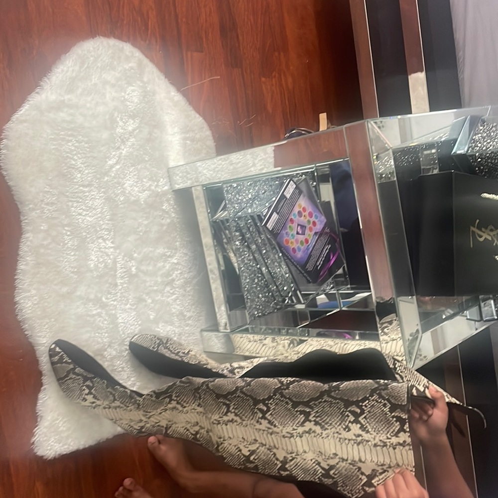 Fashion Nova Snakeskin vs Suede thigh high boots